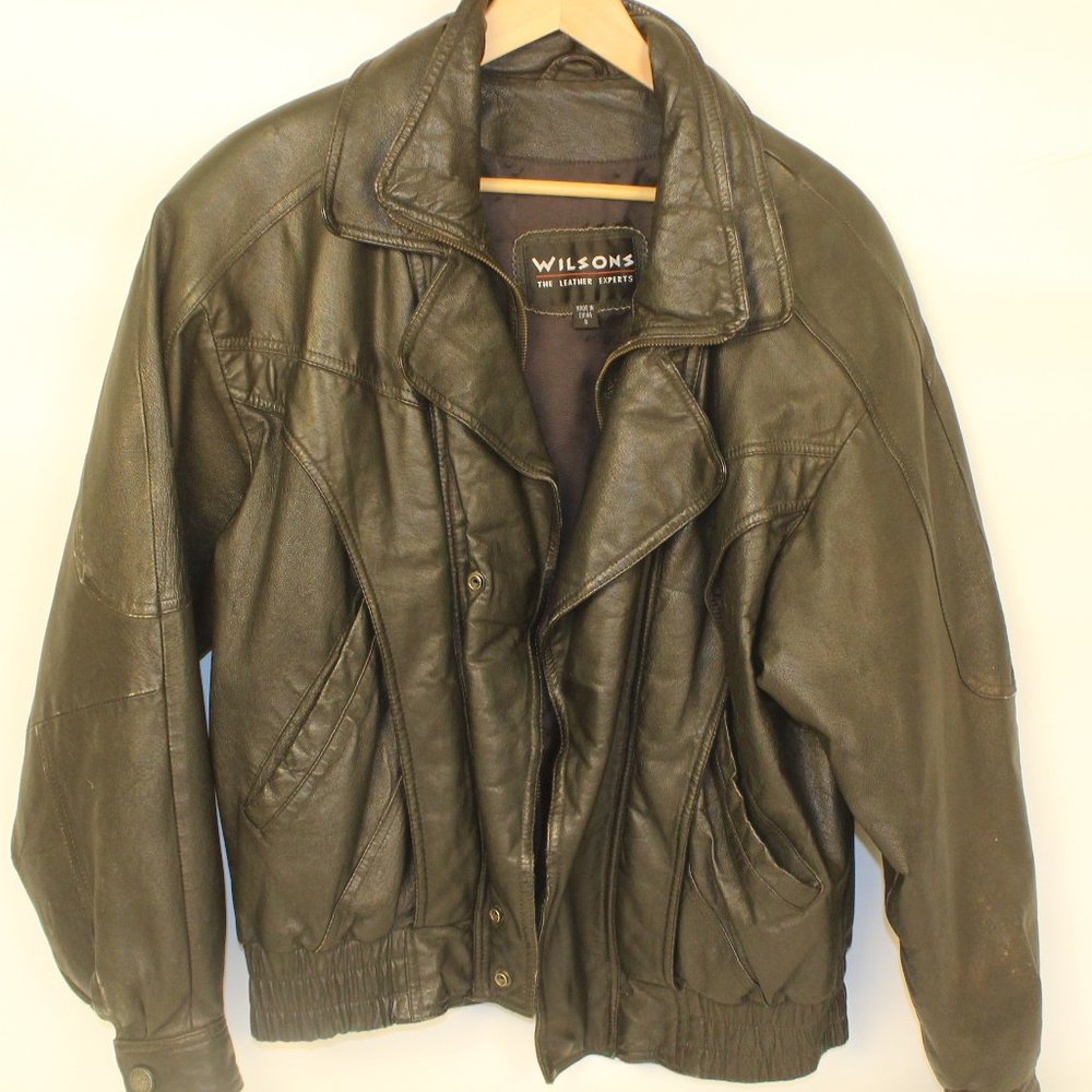 Wilsons Black Leather Jacket with Butterfly